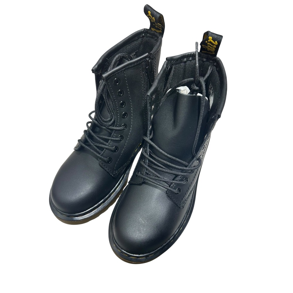 Dr. Martens 1460 J Kids Black Softy T Leather Lace Up Zip Boots Size 1 US combat